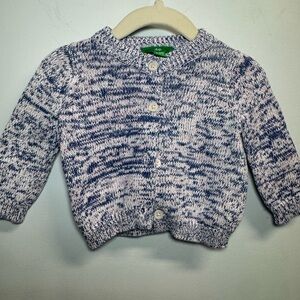 dip Blue & White Marled Knit Baby Cardigan